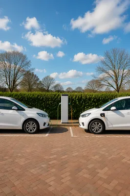 Green Electric Car Charging Station Outdoors