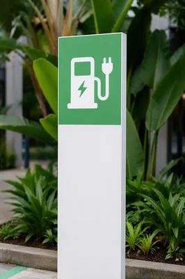 Green Electric Vehicle Charging Station Sign