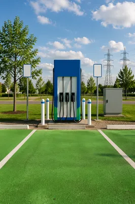 Modern Green Electric Car Charging Station