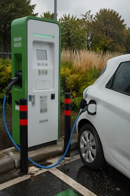 Green Electric Car Charging Station
