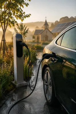 Green Electric Car Charging Near Chapel Garden
