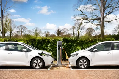 Green Electric Car Charging Station