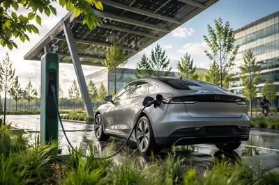 Electric Car Charging Under Solar Canopy