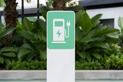 Green Electric Car Charging Station Sign
