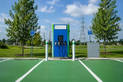 Modern Green Electric Car Charging Station