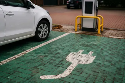 Green Electric Vehicle Charging Bay