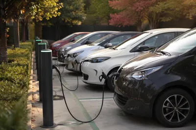 Green Electric Vehicle Charging Parking Lot