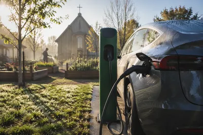 Green EV Charging Beside Chapel Garden
