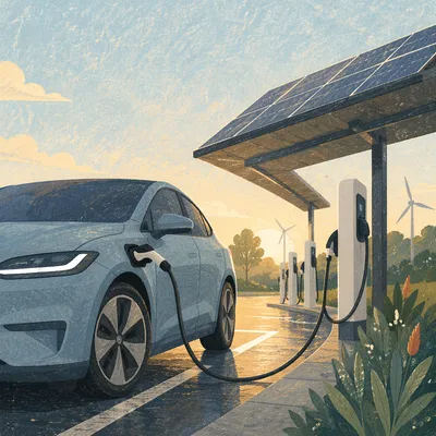 Electric Car Charging at Solar Canopy