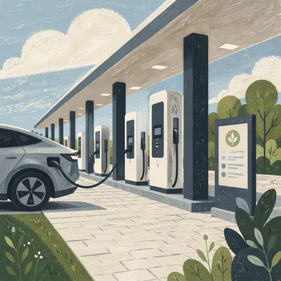 Modern Electric Car Charging Station Row