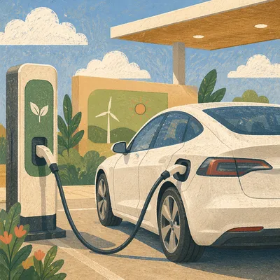 Electric Car Charging in Green Energy Setting