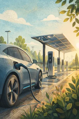 Electric Car Charging at Solar Canopy