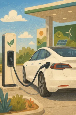Electric Car Charging in Green Energy Setting
