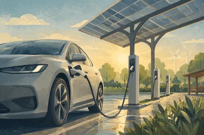 Electric Car Charging at Solar Canopy