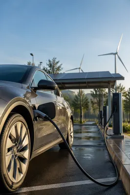 Electric Car Charging Under Solar Canopy