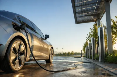 Electric Car Charging Under Solar Canopy