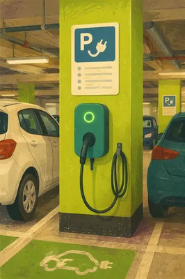 Indoor EV Charging Station in Parking Garage