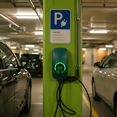 Indoor EV Charging Station in Parking Garage