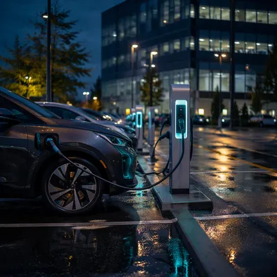 Electric Car Charging Station at Blue Hour