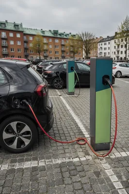Urban Electric Car Charging Parking Lot