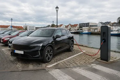 Electric SUV Charging at Harbor Parking Lot