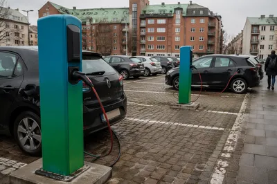 Urban Electric Car Charging Parking Lot