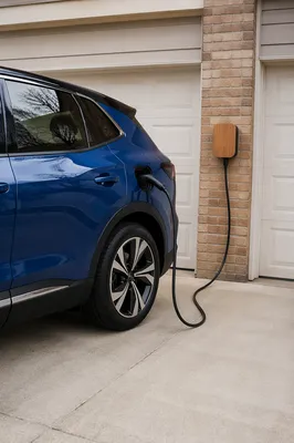 Blue Electric SUV Charging at Home