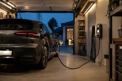Electric Car Charging in Home Garage