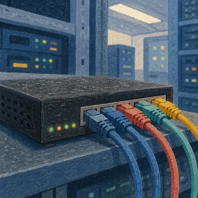 Ethernet Cables Connected to Network Router