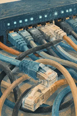 Ethernet Cables Connected to Network Router