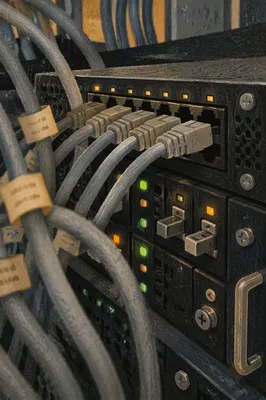 Ethernet Cables Connected to Server Router