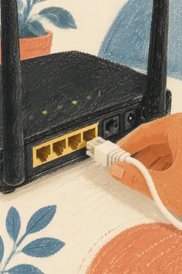Ethernet Cable Connecting to Wireless Router