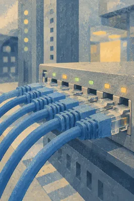 Blue Ethernet Cables Connected to Router