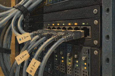 Ethernet Cables Connected to Server Router