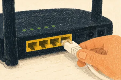 Ethernet Cable Connecting to Wireless Router