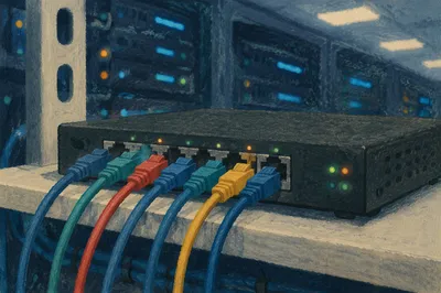 Ethernet Cables Connected to Network Router