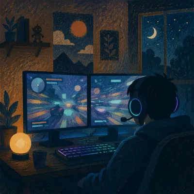 RGB Gaming Setup with Dual Monitors