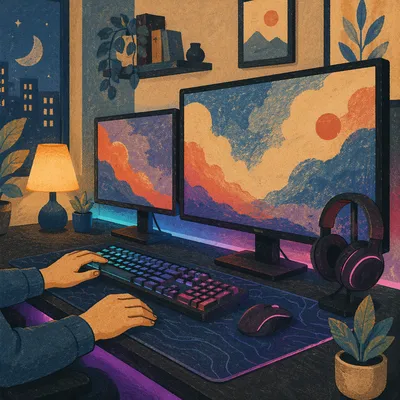 Cozy RGB Dual Monitor Gaming Setup