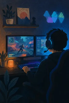 RGB Gaming Setup with Dual Monitors