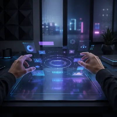 Futuristic Holographic Interface in Innovation Studio