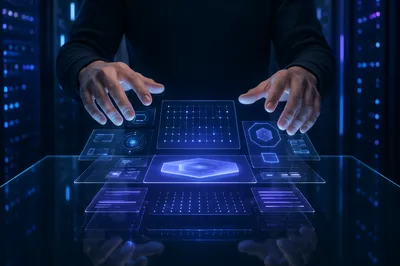 Futuristic Holographic Interface in Research Studio