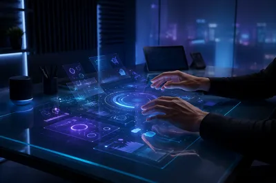Futuristic Holographic Interface in Minimal Studio