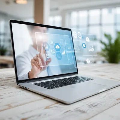 Futuristic Holographic Laptop Interface