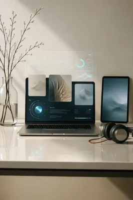 Futuristic Holographic Laptop Interface