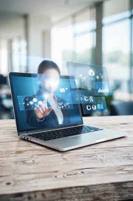 Futuristic Holographic Laptop Interface