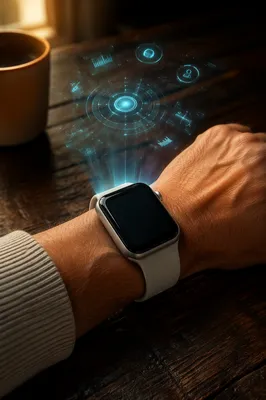 Futuristic Smartwatch Holographic Interface Concept