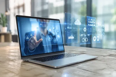 Futuristic Holographic Laptop Interface