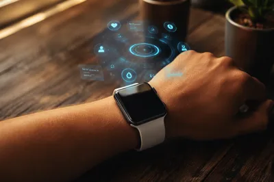 Futuristic Smartwatch Holographic Interface Display