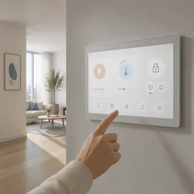 Smart Home Control Panel on Hallway Wall
