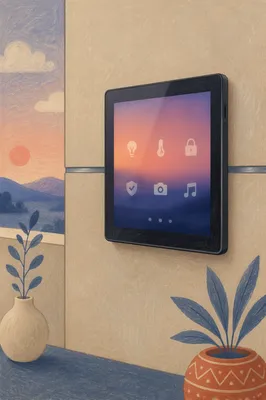Smart Home Wall Panel at Pastel Sunset